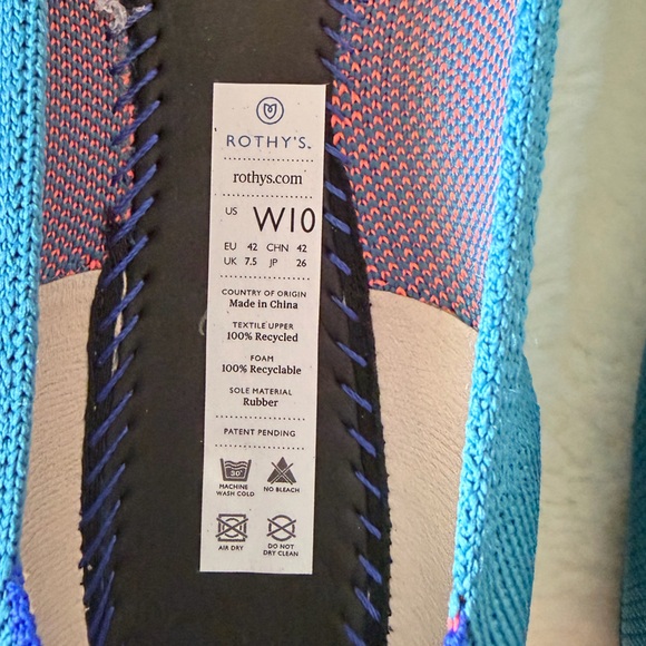 Rothy's The Point Knit Flats - Teal Neon Line Stripe - Retired - Rare - Size 10 - Picture 13 of 16
